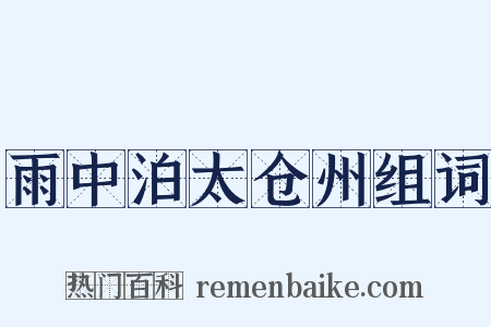 雨中泊太仓州组词是什么意思的图片